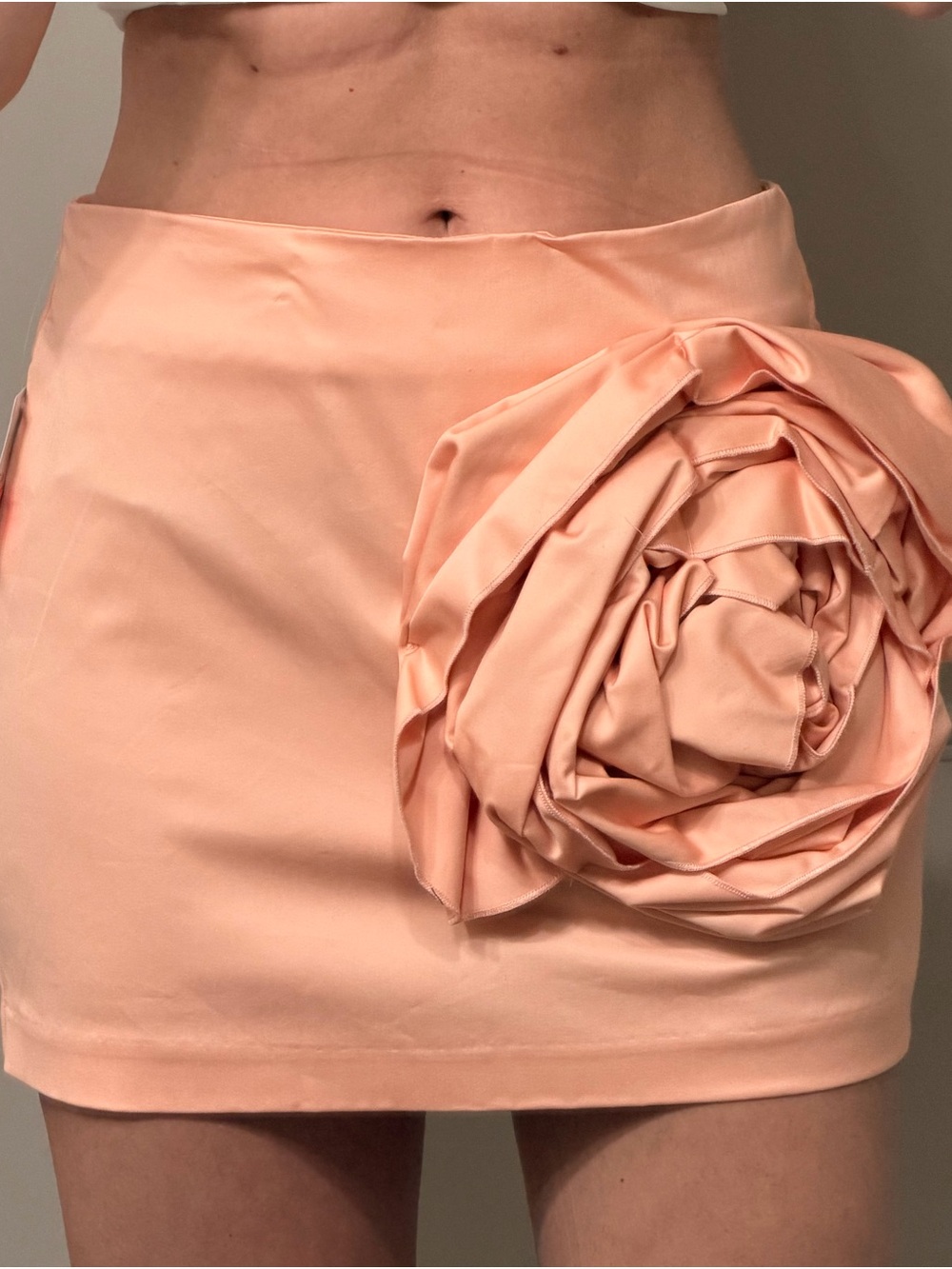 Peach Rose Applique Mini Skirt